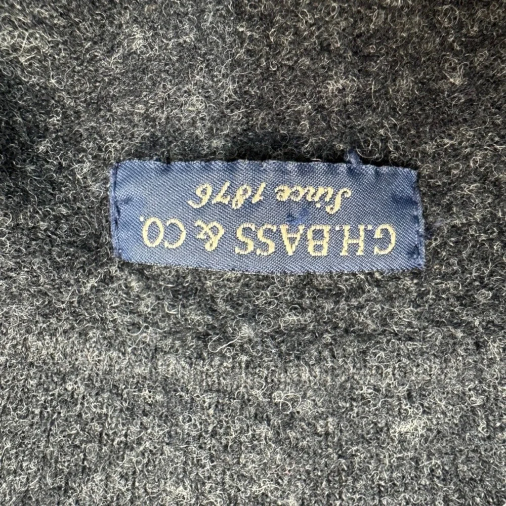 GH Bass & Co Mens XL Lambswool Polo Sweater Charcoal Gray Long Sleeve Knit